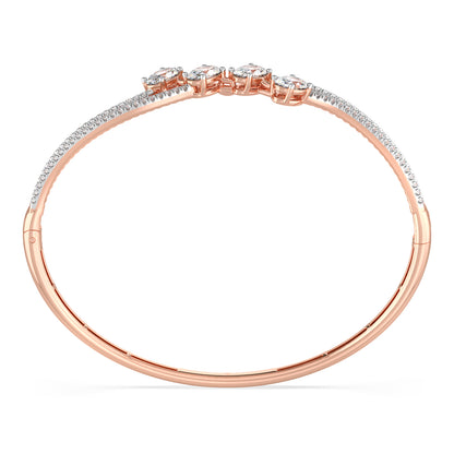 Oval-Cut Diamond Wave Bangle Bracelet