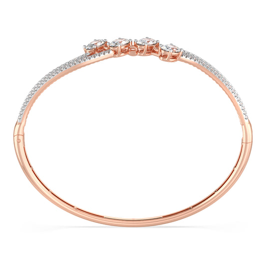 Oval-Cut Diamond Wave Bangle Bracelet