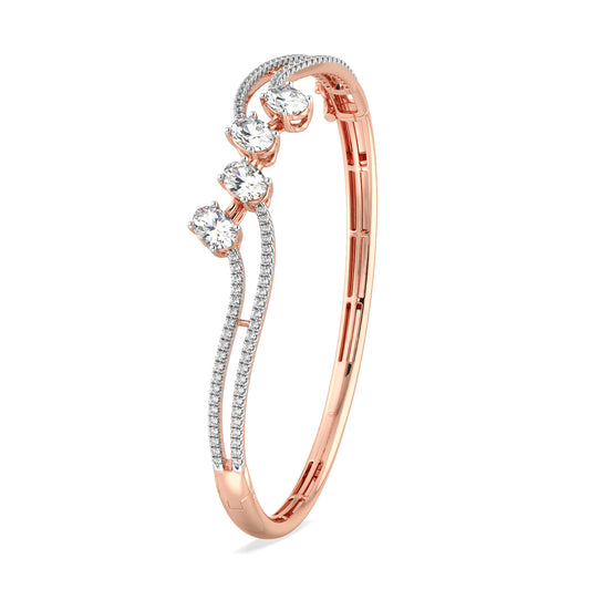 Oval-Cut Diamond Wave Bangle Bracelet