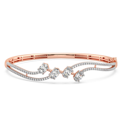 Oval-Cut Diamond Wave Bangle Bracelet