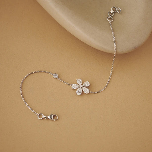 Delicate Floral Round Diamond Bracelet