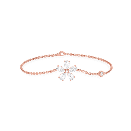 Delicate Floral Round Diamond Bracelet