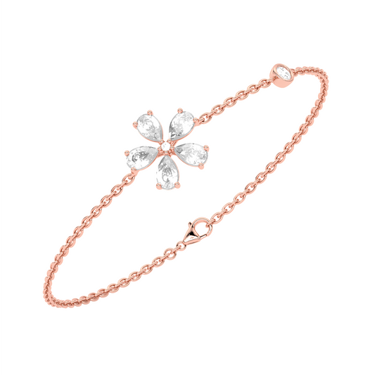 Delicate Floral Round Diamond Bracelet