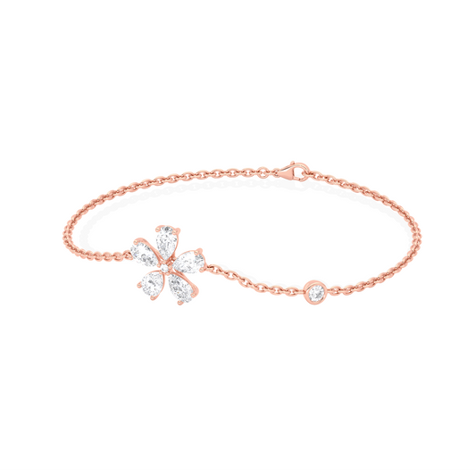 Delicate Floral Round Diamond Bracelet