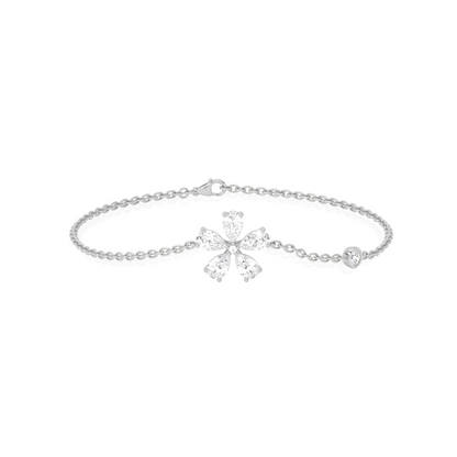 Delicate Floral Round Diamond Bracelet