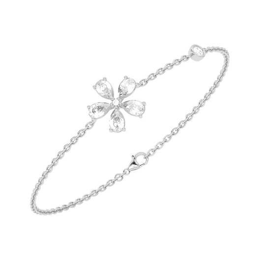 Delicate Floral Round Diamond Bracelet