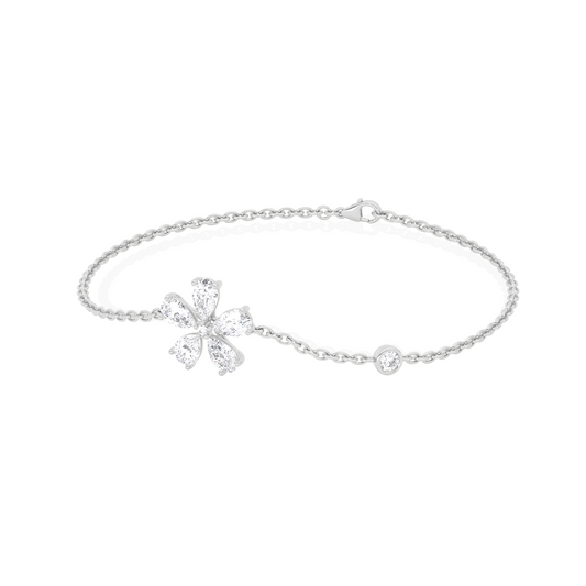 Delicate Floral Round Diamond Bracelet