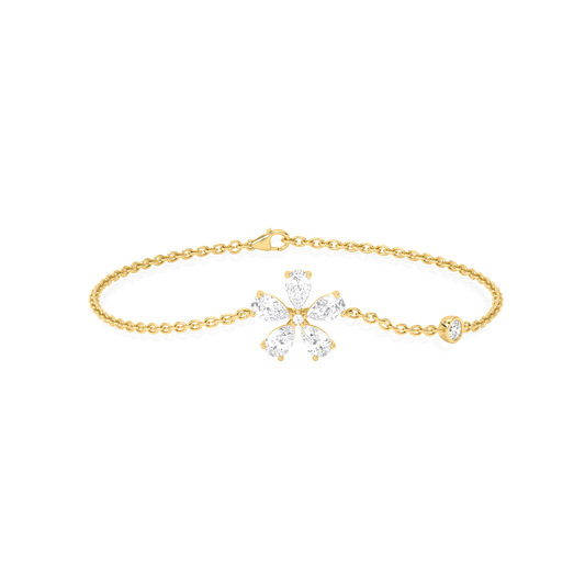 Delicate Floral Round Diamond Bracelet