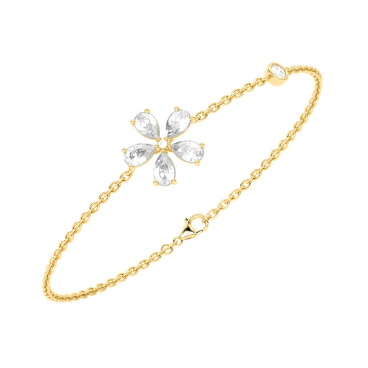 Delicate Floral Round Diamond Bracelet