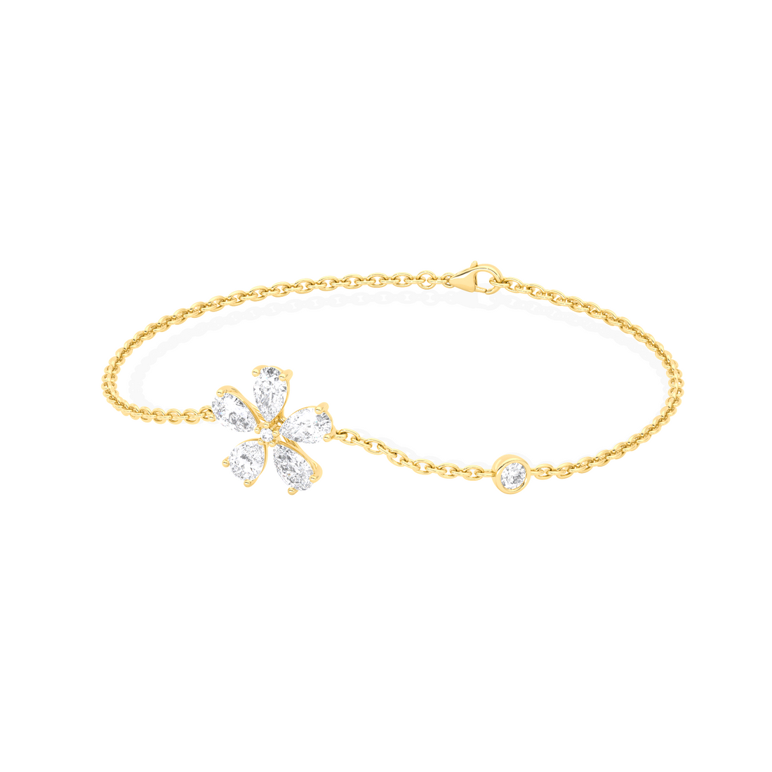 Delicate Floral Round Diamond Bracelet