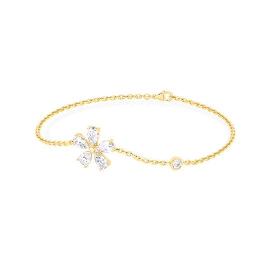 Delicate Floral Round Diamond Bracelet