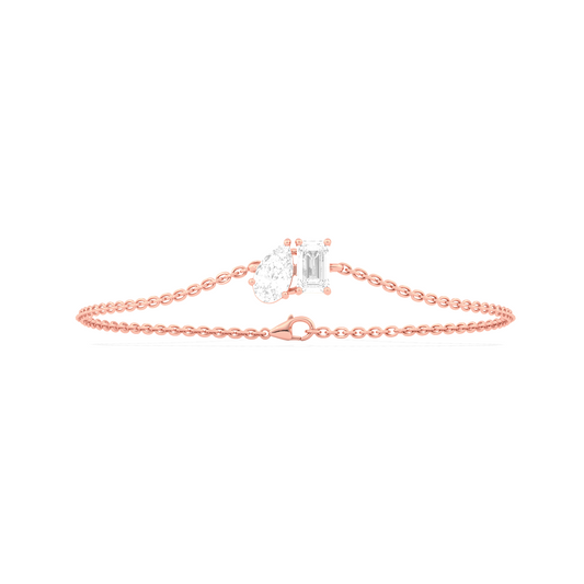 Pear & Emerald Cut Diamond Delicate Chain Bracelet