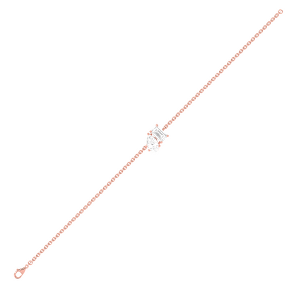 Pear & Emerald Cut Diamond Delicate Chain Bracelet