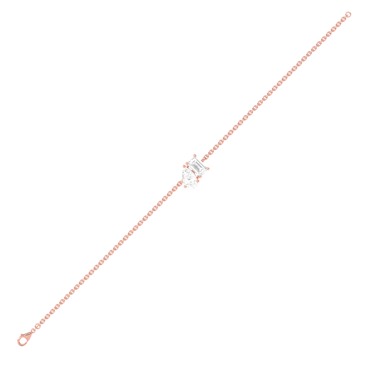 Pear & Emerald Cut Diamond Delicate Chain Bracelet
