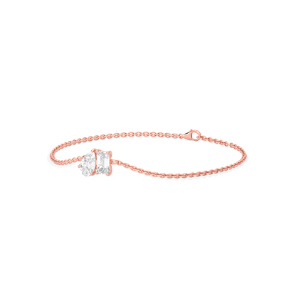 Pear & Emerald Cut Diamond Delicate Chain Bracelet