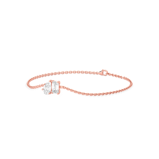 Pear & Emerald Cut Diamond Delicate Chain Bracelet