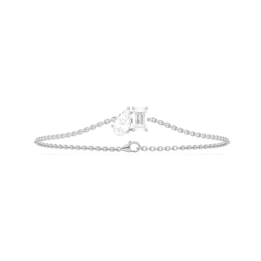 Pear & Emerald Cut Diamond Delicate Chain Bracelet