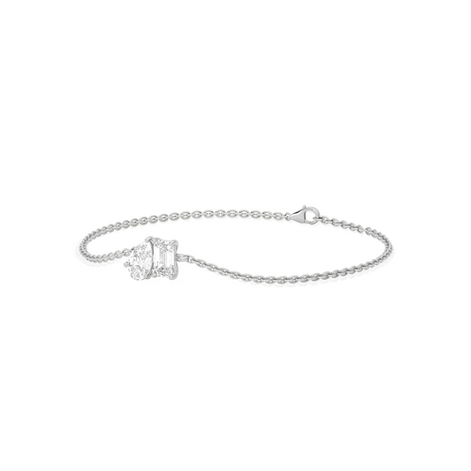 Pear & Emerald Cut Diamond Delicate Chain Bracelet