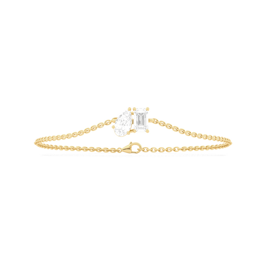 Pear & Emerald Cut Diamond Delicate Chain Bracelet