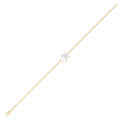Pear & Emerald Cut Diamond Delicate Chain Bracelet