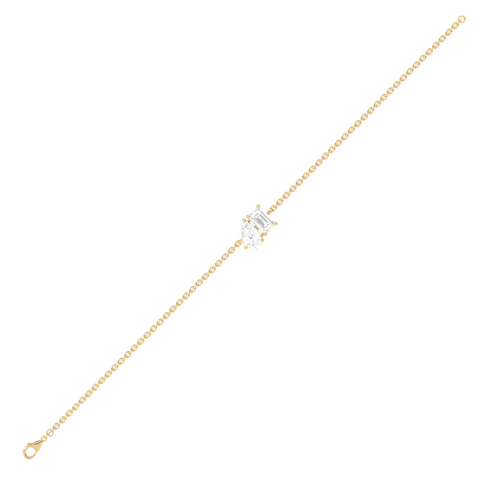 Pear & Emerald Cut Diamond Delicate Chain Bracelet