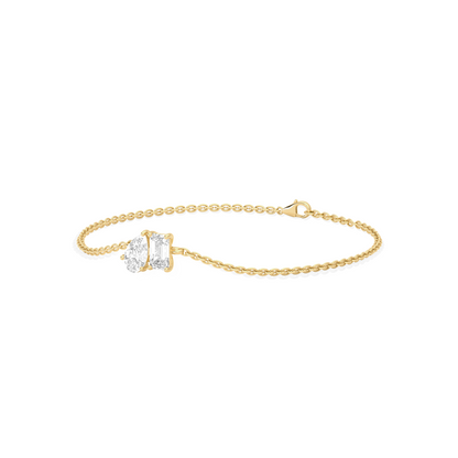 Pear & Emerald Cut Diamond Delicate Chain Bracelet