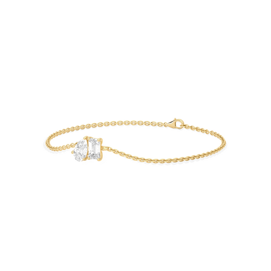 Pear & Emerald Cut Diamond Delicate Chain Bracelet