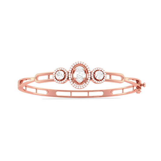 Floral Halo Oval & Round Cut Diamond Bracelet