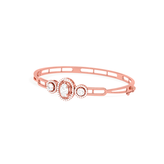 Floral Halo Oval & Round Cut Diamond Bracelet