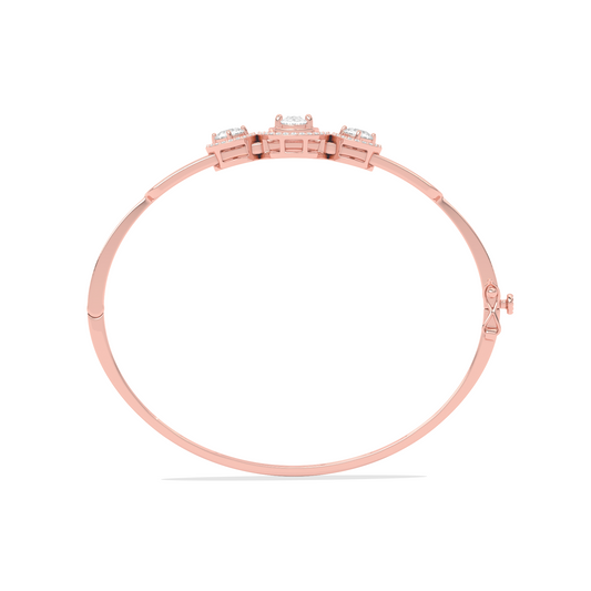 Floral Halo Oval & Round Cut Diamond Bracelet