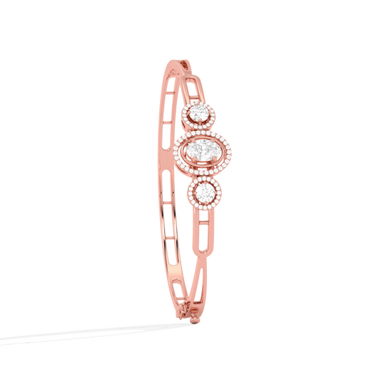 Floral Halo Oval & Round Cut Diamond Bracelet