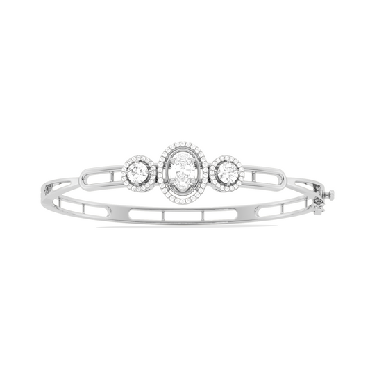 Floral Halo Oval & Round Cut Diamond Bracelet