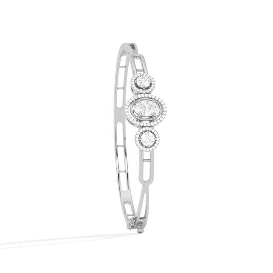 Floral Halo Oval & Round Cut Diamond Bracelet
