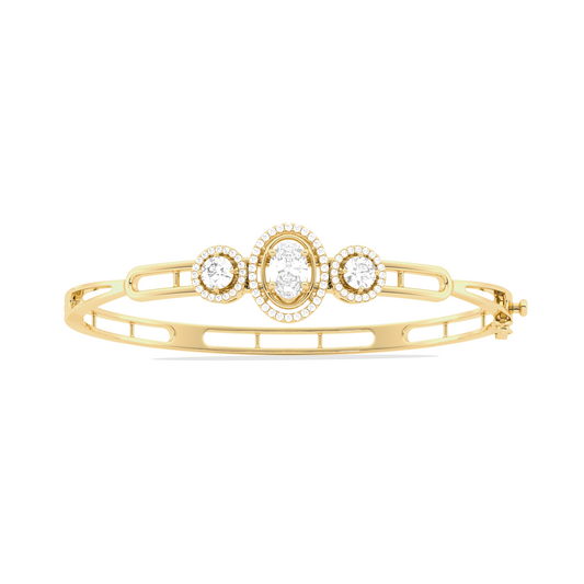 Floral Halo Oval & Round Cut Diamond Bracelet