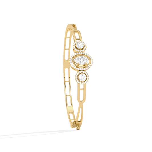 Floral Halo Oval & Round Cut Diamond Bracelet