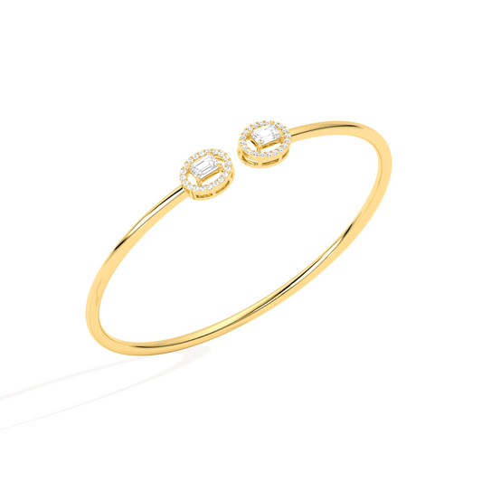 Emerald Cut Diamond Open Bracelet