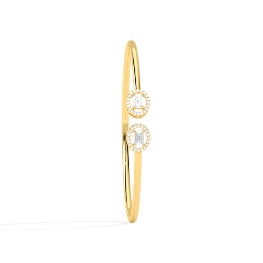 Emerald Cut Diamond Open Bracelet