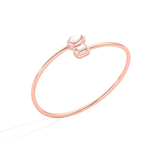 Pear & Emerald Cut Diamond Cuff Bracelet