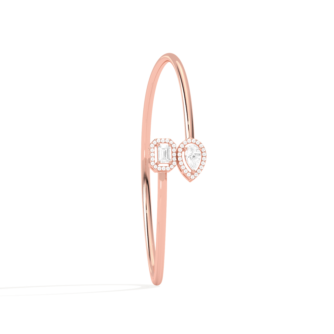 Pear & Emerald Cut Diamond Cuff Bracelet
