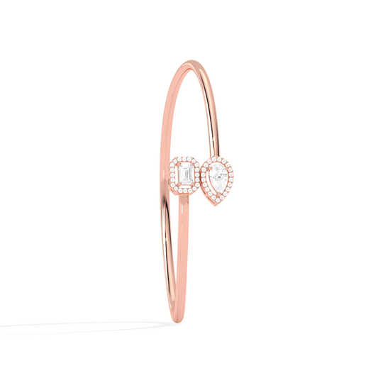 Pear & Emerald Cut Diamond Cuff Bracelet