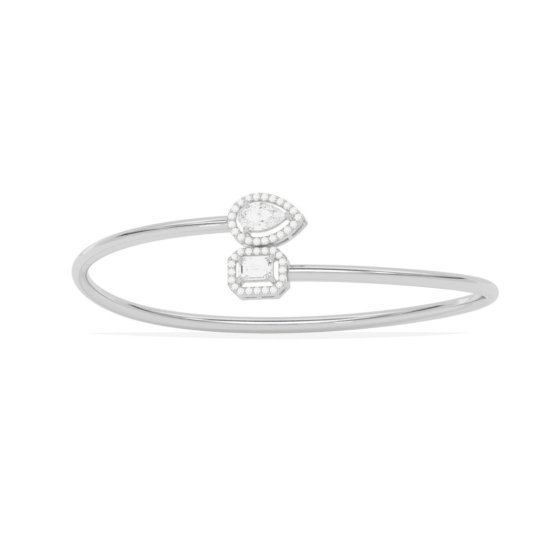 Pear & Emerald Cut Diamond Cuff Bracelet