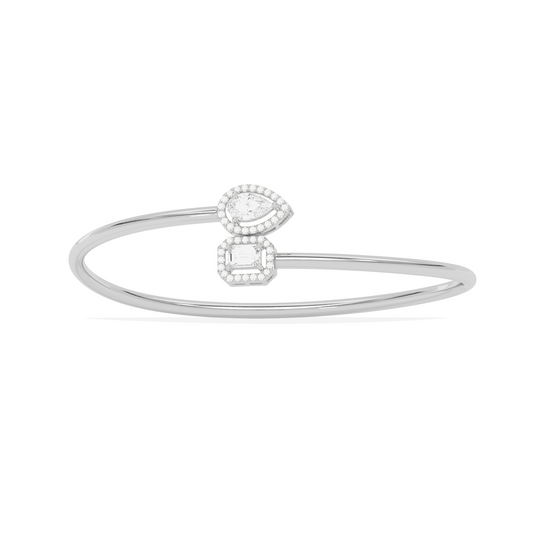 Pear & Emerald Cut Diamond Cuff Bracelet