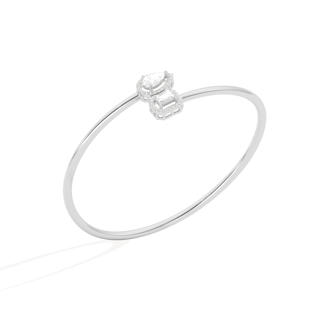 Pear & Emerald Cut Diamond Cuff Bracelet