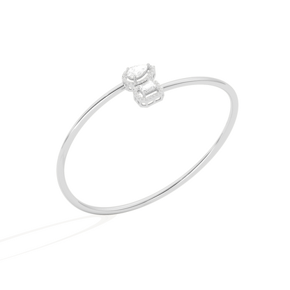 Pear & Emerald Cut Diamond Cuff Bracelet
