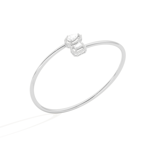 Pear & Emerald Cut Diamond Cuff Bracelet