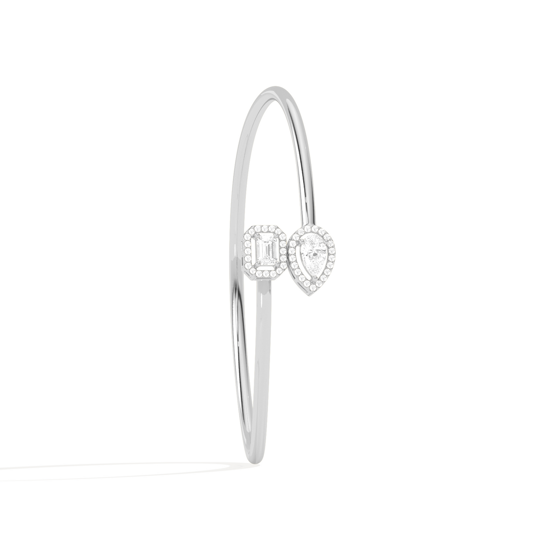 Pear & Emerald Cut Diamond Cuff Bracelet