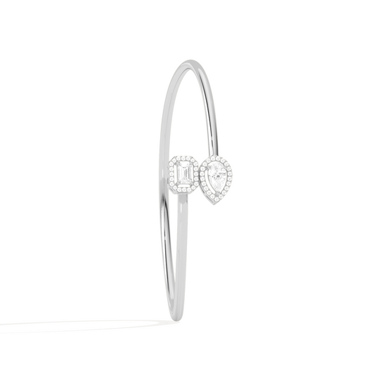 Pear & Emerald Cut Diamond Cuff Bracelet