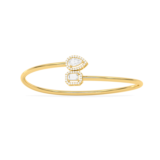 Pear & Emerald Cut Diamond Cuff Bracelet