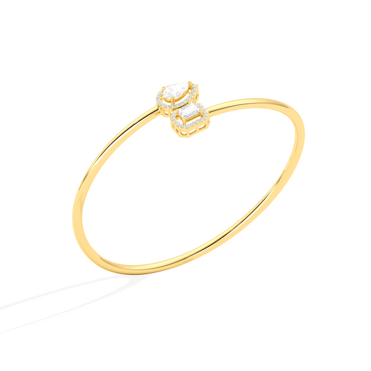 Pear & Emerald Cut Diamond Cuff Bracelet