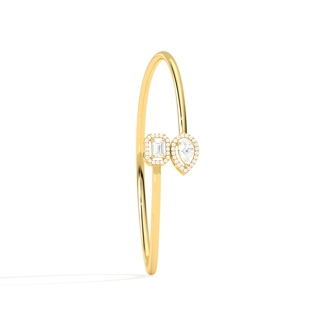 Pear & Emerald Cut Diamond Cuff Bracelet